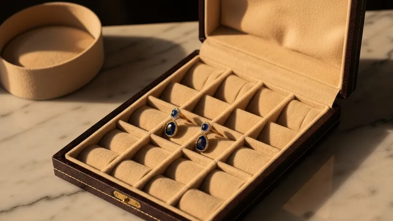 Conservation des boucles d'oreilles avec saphir