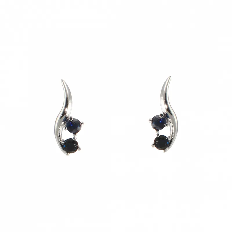 Boucles d'oreilles Saphir Bleu en Or Blanc 750 pour femme - Bijoux Trabbia Vuillermoz