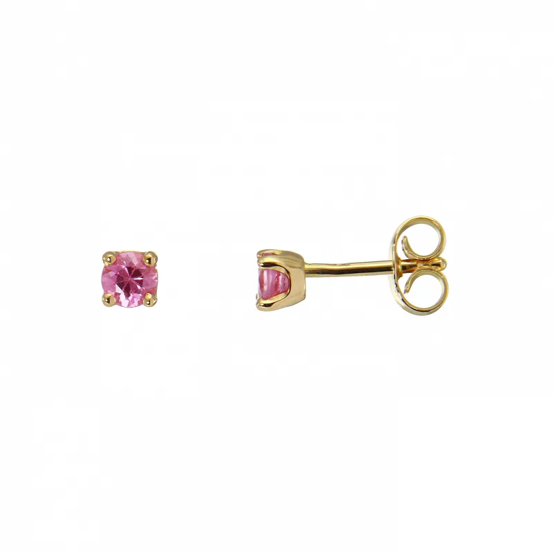 Boucles d'oreilles Saphir Rose Rond 3.5mm en Or Jaune 750 pour femme - Bijoux Trabbia Vuillermoz
