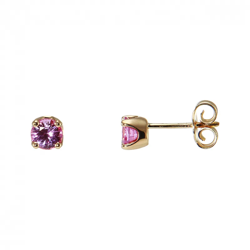Boucles d'oreilles Saphir Rose 4.5mm en Or Jaune 750 pour femme - Bijoux Trabbia Vuillermoz